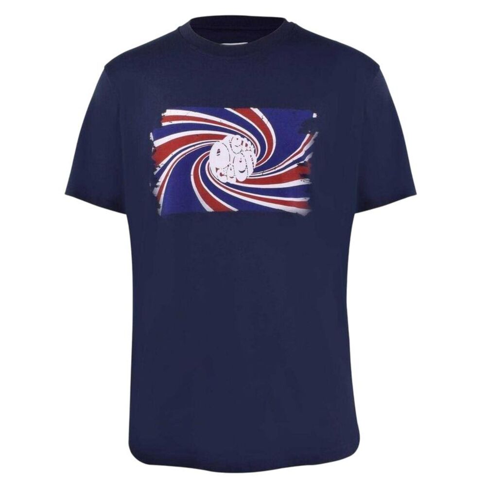 Pretty Green Mens Swirl Logo T-Shirt / Navy